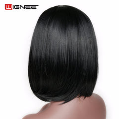 Wignee Natural Black Bob Hair Natural Temperature Synthetic Women Wigs Glueless Cosplay Hair Wigs For Africa Americans Wigs - Bellelooks