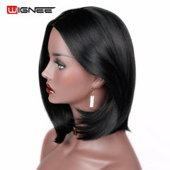 Wignee Natural Black Bob Hair Natural Temperature Synthetic Women Wigs Glueless Cosplay Hair Wigs For Africa Americans Wigs - Bellelooks