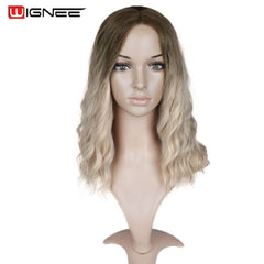 Wignee Ombre Black To Blond Wig Side Part 14" Synthetic Wigs for Women  Wavy  Cosplay Daily Heat Resistant Natural Short Hair - Bellelooks