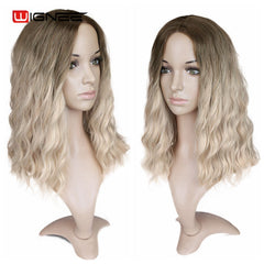 Wignee Ombre Black To Blond Wig Side Part 14" Synthetic Wigs for Women  Wavy  Cosplay Daily Heat Resistant Natural Short Hair - Bellelooks