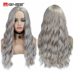 Wignee Ombre Long Wavy Heat Resistant Synthetic Wig For Black/White WomenBrown Blonde/Grey  American Cosplay/Party Hair Wigs - Bellelooks