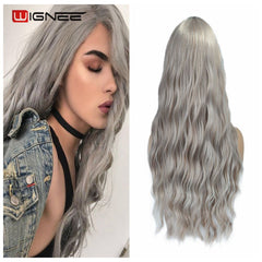 Wignee Ombre Long Wavy Heat Resistant Synthetic Wig For Black/White WomenBrown Blonde/Grey  American Cosplay/Party Hair Wigs - Bellelooks