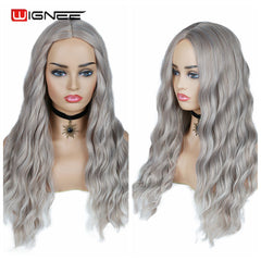 Wignee Ombre Long Wavy Heat Resistant Synthetic Wig For Black/White WomenBrown Blonde/Grey  American Cosplay/Party Hair Wigs - Bellelooks