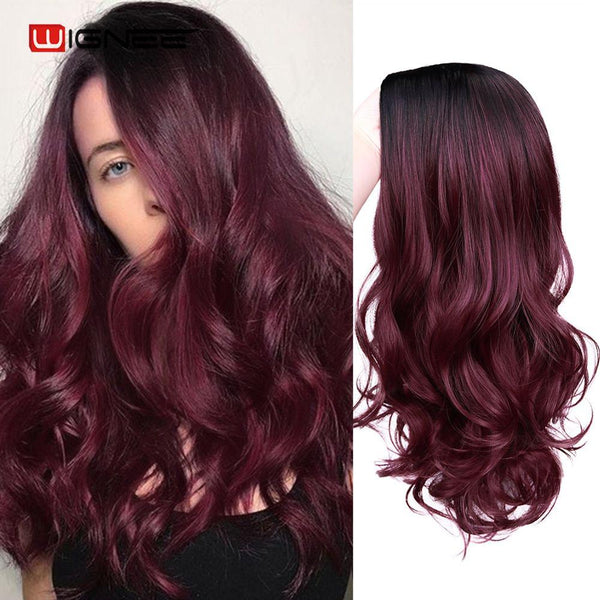 Colorful Hair Long Wavy Wigs Heat Resistant Synthetic Wig For Women Daily/Party - Bellelooks