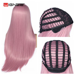 Wignee Pink Long Straight Hair Synthetic Wig For Women Hair Bundle With Closure Daily/Party Game Of Pre-Colored Bundle Pack Wig - Bellelooks