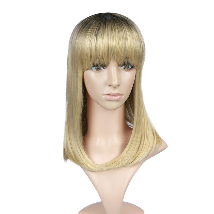 Wignee Short Bob Straight Hair Ombre Honey Blonde Women Wigs With Bangs Daily Synthetic Wigs for African American Daily/Party - Bellelooks