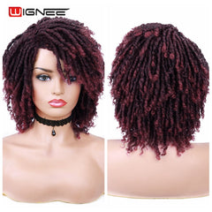 Wignee Short Burgundy Synthetic Wigs For Black Women Dreadlock Dreads African Hairstyle Braiding Crochet Twist  Fiber Hair Wig - Bellelooks