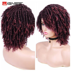 Wignee Short Burgundy Synthetic Wigs For Black Women Dreadlock Dreads African Hairstyle Braiding Crochet Twist  Fiber Hair Wig - Bellelooks