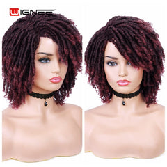 Wignee Short Burgundy Synthetic Wigs For Black Women Dreadlock Dreads African Hairstyle Braiding Crochet Twist  Fiber Hair Wig - Bellelooks