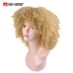 Wignee Short Hair Blonde Kinky Curly Synthetic Wigs for Black Women Natural Heat Resistant Afro Fake Hair American Female Wig - Bellelooks