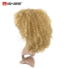 Wignee Short Hair Blonde Kinky Curly Synthetic Wigs for Black Women Natural Heat Resistant Afro Fake Hair American Female Wig - Bellelooks