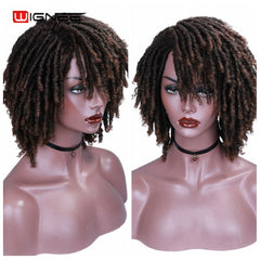 Wignee Short Soft Brown Synthetic Wigs For Black Women Faux locs Dreadlock Dreads Braiding Crochet Twist Fiber American Hair Wig - Bellelooks