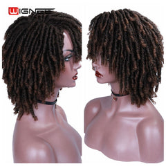 Wignee Short Soft Brown Synthetic Wigs For Black Women Faux locs Dreadlock Dreads Braiding Crochet Twist Fiber American Hair Wig - Bellelooks