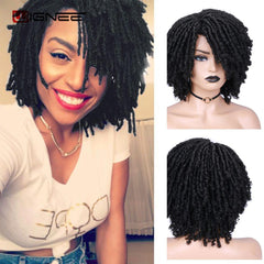 Wignee Short Soft Brown Synthetic Wigs For Black Women Faux locs Dreadlock Dreads Braiding Crochet Twist Fiber American Hair Wig - Bellelooks