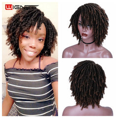 Wignee Short Soft Brown Synthetic Wigs For Black Women Faux locs Dreadlock Dreads Braiding Crochet Twist Fiber American Hair Wig - Bellelooks