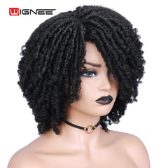 Wignee Short Soft Faux locs Black Synthetic Wigs For Black Women Dreadlock Dreads Braiding Crochet Twist  African Fiber Hair Wig - Bellelooks