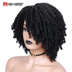 Wignee Short Soft Faux locs Black Synthetic Wigs For Black Women Dreadlock Dreads Braiding Crochet Twist  African Fiber Hair Wig - Bellelooks